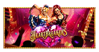 Heartbreakers cabaret logo with five reel game artwork